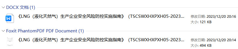 《LNG(液化天然气)生产企业安全风险防控实施指南》(T/SCSWXHXPXH05-2023)【全文附高清PDF+Word版下载】1