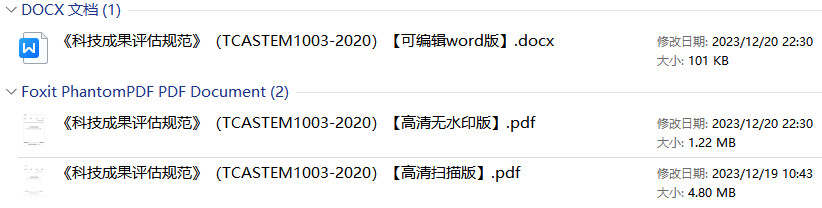 《科技成果评估规范》(T/CASTEM1003-2020)【全文附高清无水印PDF+DOC/Word版下载】1