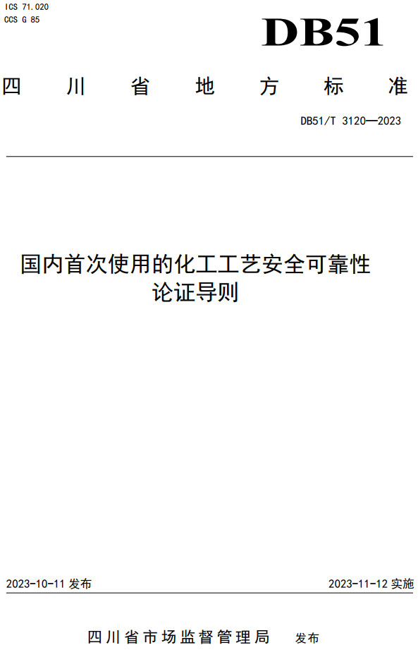 《国内首次使用的化工工艺安全可靠性论证导则》(DB51/T3120-2023)【四川省地方标准】【全文附高清PDF+Word版下载】2