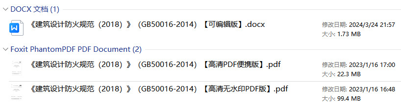 《建筑设计防火规范(2018年版)》(GB50016-2014)【全文附高清无水印PDF+可编辑Word版下载】2