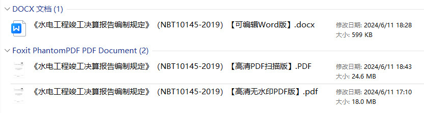 《水电工程竣工决算报告编制规定》(NB/T10145-2019)【全文附高清无水印PDF+可编辑Word版下载】1