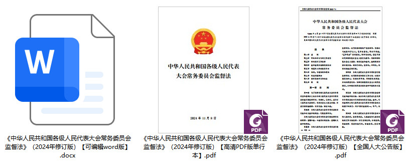 《中华人民共和国各级人民代表大会常务委员会监督法》(2024年修订版)【全文附高清PDF版单行本+word版下载】1