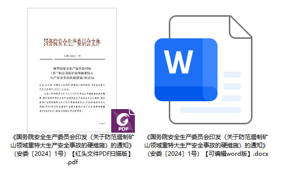 安委〔2024〕1号《国务院安全生产委员会印发〈关于防范遏制矿山领域重特大生产安全事故的硬措施〉的通知》【全文附PDF扫描版+word版下载】1