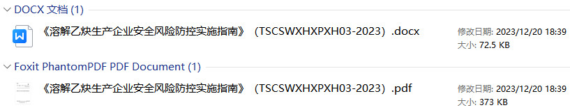 《溶解乙炔生产企业安全风险防控实施指南》（T/SCSWXHXPXH03-2023）【全文附高清PDF+Word版下载】1