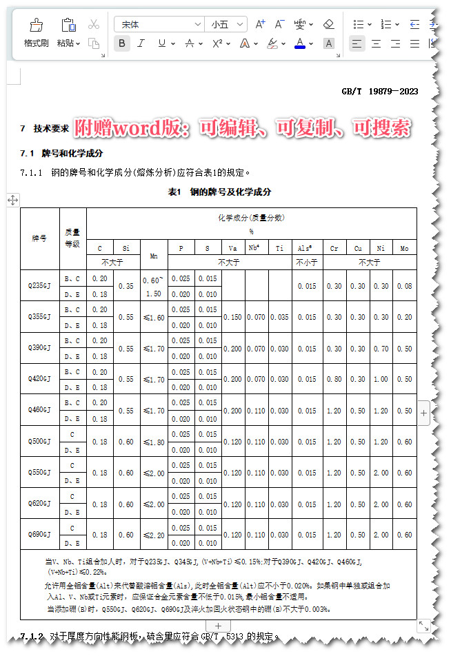 《建筑结构用钢板》（GB/T19879-2023）【全文附高清无水印PDF+Word版下载】3