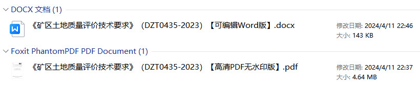 《矿区土地质量评价技术要求》（DZ/T0435-2023）【全文附高清无水印PDF+可编辑Word版下载】1