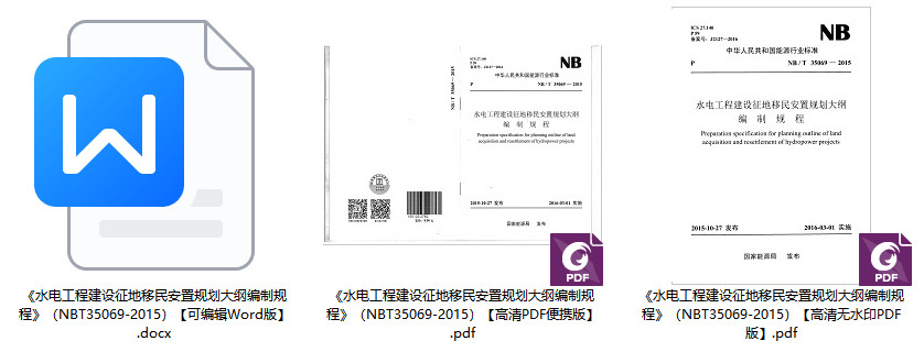 《水电工程建设征地移民安置规划大纲编制规程》（NB/T35069-2015）【全文附高清无水印PDF+Word版下载】1