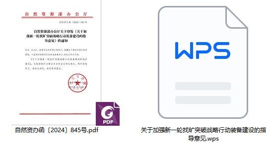 自然资办函〔2024〕845号《自然资源部办公厅关于印发〈关于加强新一轮找矿突破战略行动装备建设的指导意见〉的通知》【全文附PDF版下载】