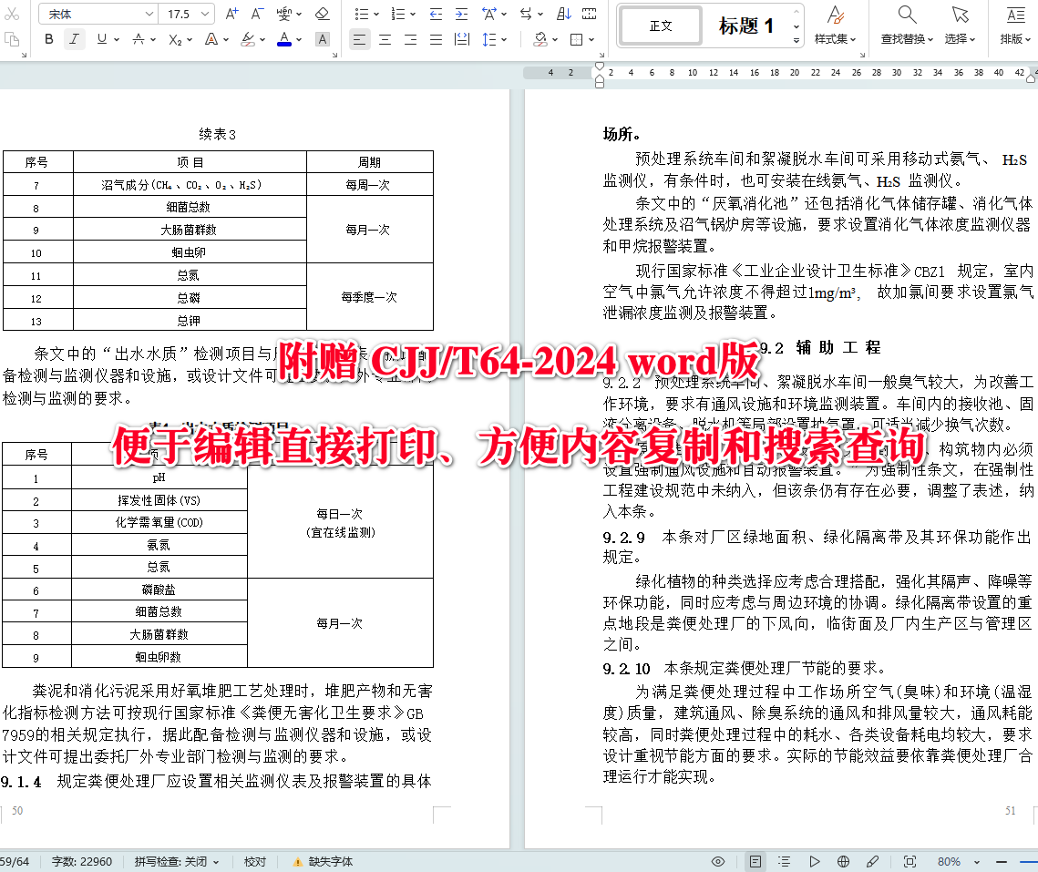 《粪便处理厂技术标准》（CJJ/T64-2024）【全文附高清无水印PDF+可编辑Word版下载】5
