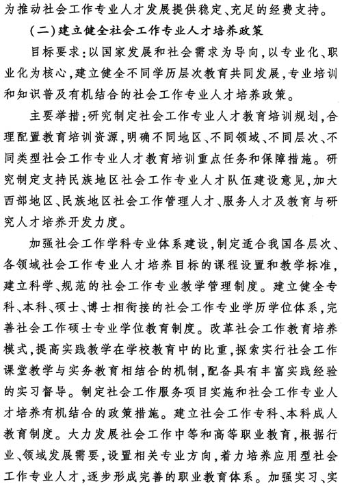 中组发〔2012〕7号《社会工作专业人才队伍建设中长期规划（2011-2020年）》17