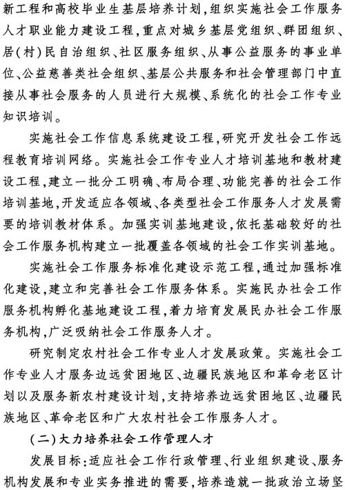 中组发〔2012〕7号《社会工作专业人才队伍建设中长期规划（2011-2020年）》12