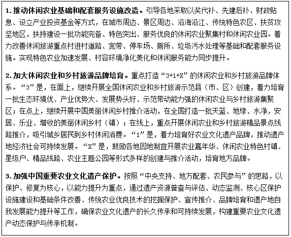 专栏3:休闲农业和乡村旅游提升工程