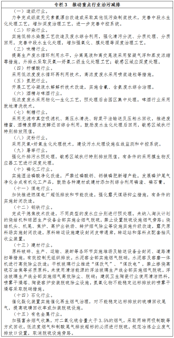 专栏3 推动重点行业治污减排
